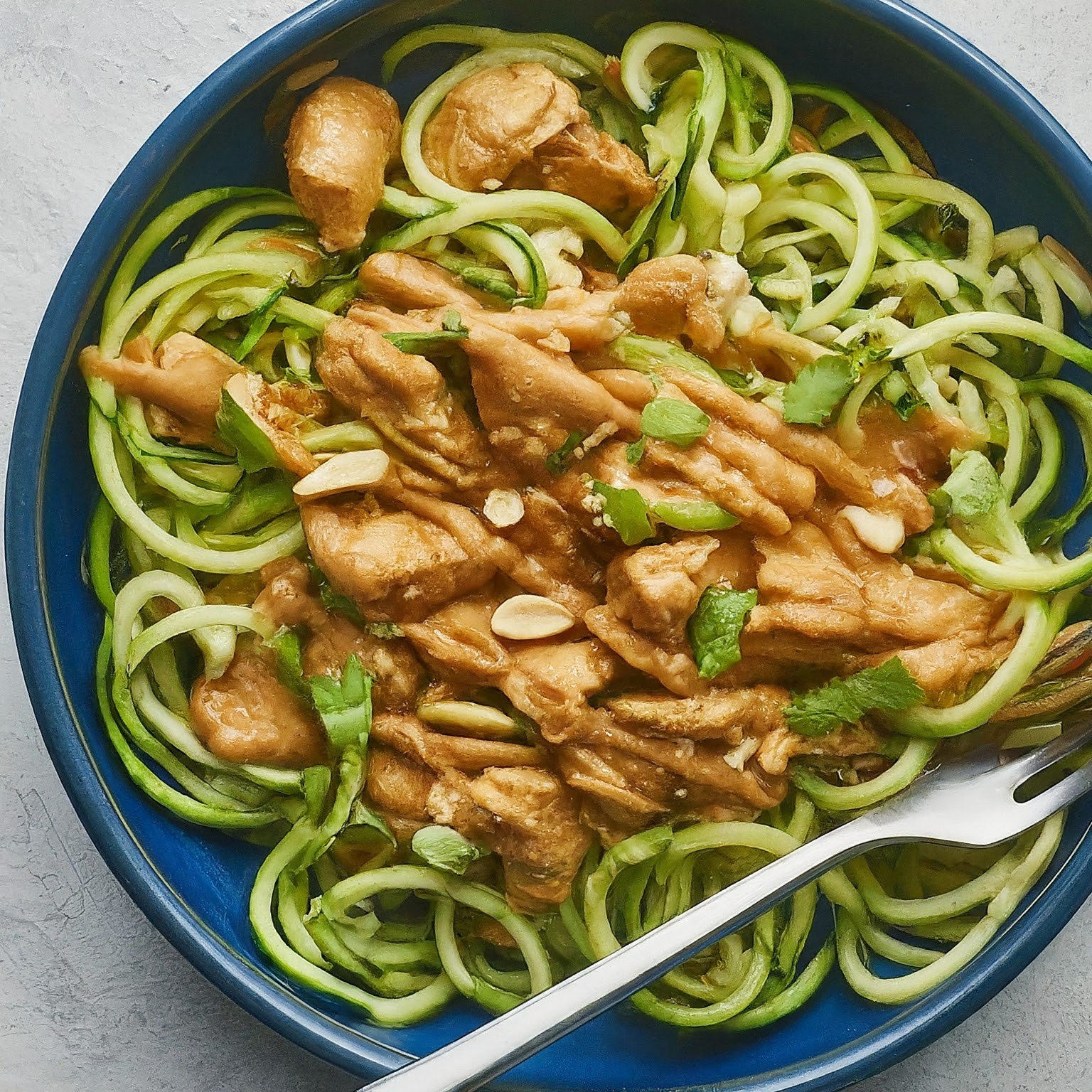 Thai Peanut Chicken Zucchini Noodles